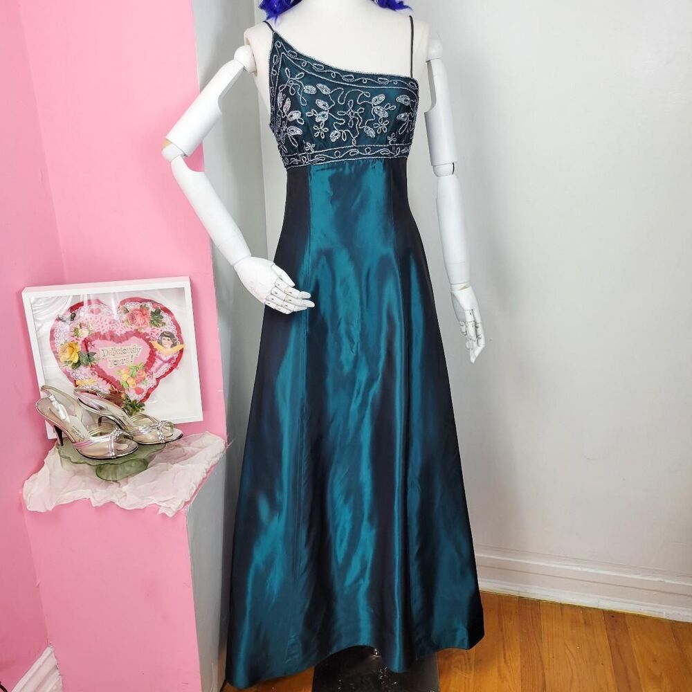 Vintage 90s Teal Iridescentll Gown
